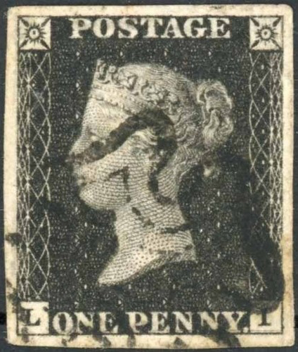 GB QV SG2 1d Black Plate 8 Letter LI Black Maltese Cross Cancel VFU Cat £525