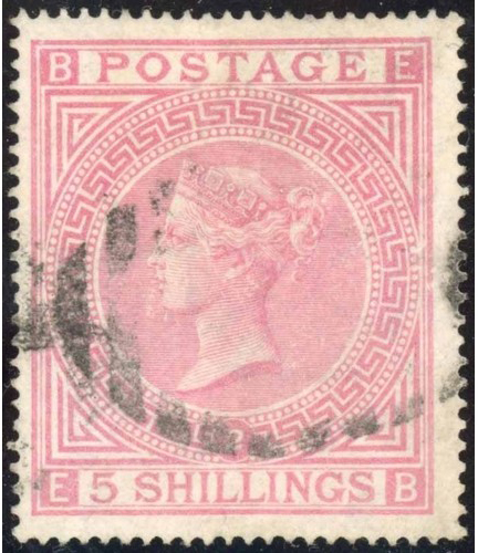 GB QV SG127 5/- Pale Rose Plate 2 Fine Used Cat £750
