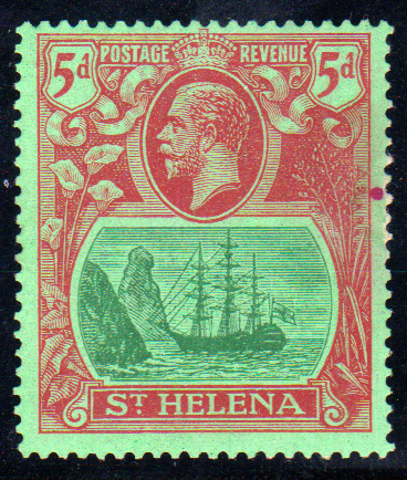 St Helena 1922 SG103d 5d Green & Carmine-Red/Green Mint