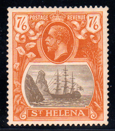 St Helena 1922 SG111 7/6 Grey-Brown & Yellow-Orange Mint Cat £160