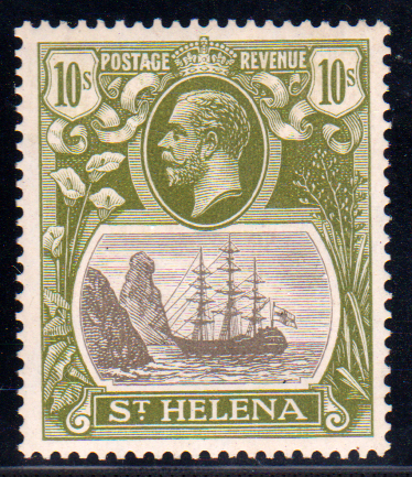 St Helena 1922 SG112 10/- Grey & Olive-Green Mint Cat £180