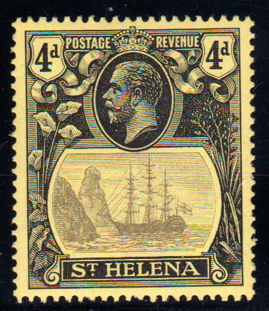 St Helena 1922 SG92 4d Grey & Black/Yellow Mint