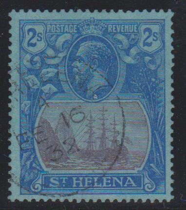 St Helena 1922 SG108 2/- Purple & Blue/Blue VFU Cat £60