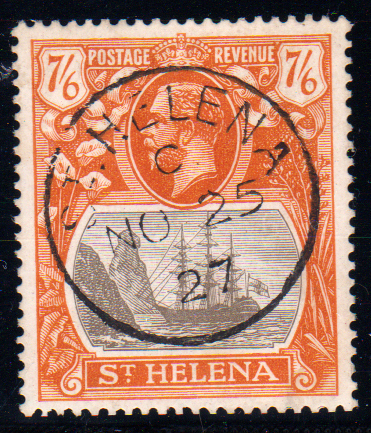 St Helena 1922 SG111 7/6 Grey-Brown & Yellow-Orange VFU Cat £225