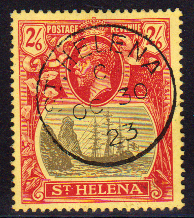 St Helena 1922 SG94 2/6 Grey & Red/Yellow VFU Cat £75