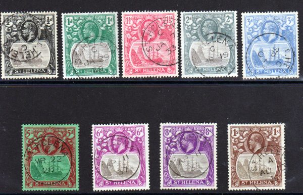 St Helena 1922 SG97-106 1/2d Grey & Black - 1/- Grey & Brown VFU