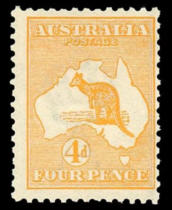 Australia 1913 Kangaroos 1st Watermark SG6 4d Orange Mint Cat £120
