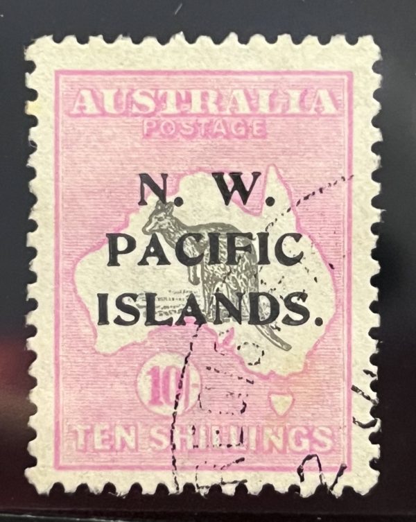 North West Pacific Islands 1919 SG117 10/- Grey & Bright Pink VFU Cat £170