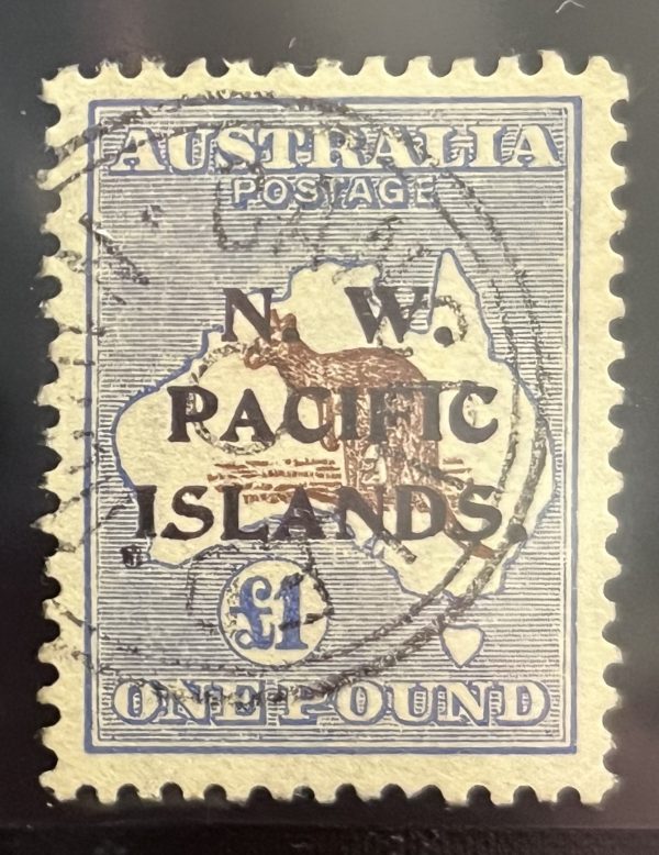 North West Pacific Islands 1915-6 SG99 £1 Chocolate & Dull Blue VFU Cat £475