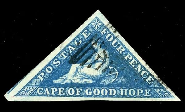 Cape of Good Hope SG4 4d Deep Blue 3 Margin VFU Cat £180