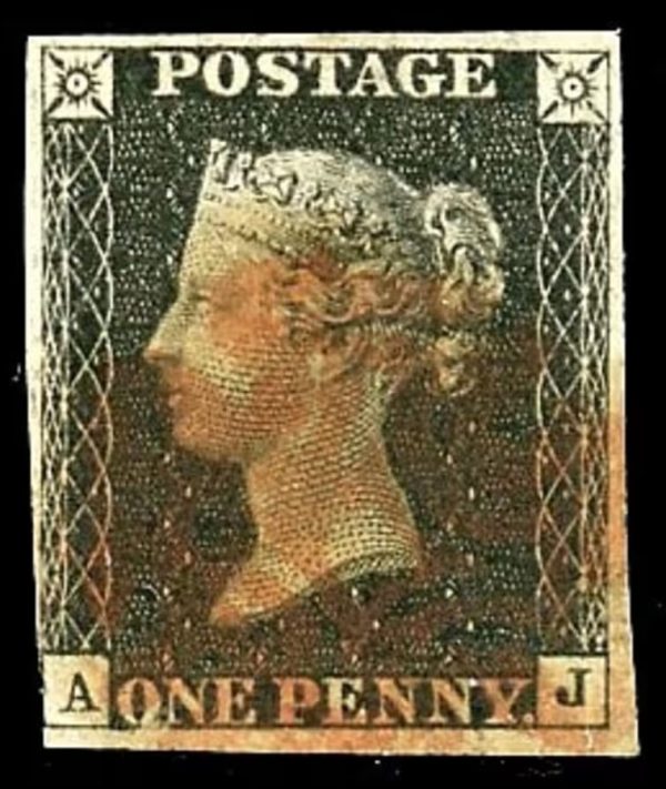 GB QV SG2 1d Black  Letter AJ 3+ Margins FU Cat £375