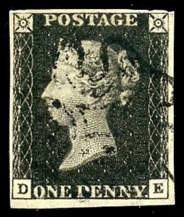 GB QV SG2 1d Black  Letter DE VFU Black MX Cancel Cat £375