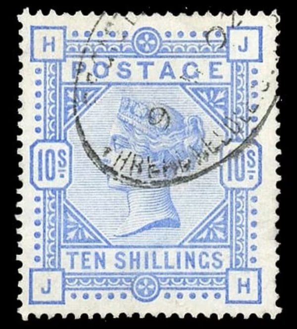 GB QV SG183a 10/- Pale Ultramarine Very Fine Used Cat £550