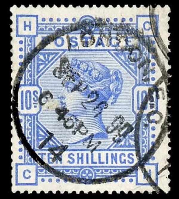 GB QV SG183 10/- Ultramarine Very Fine Used Cat £525