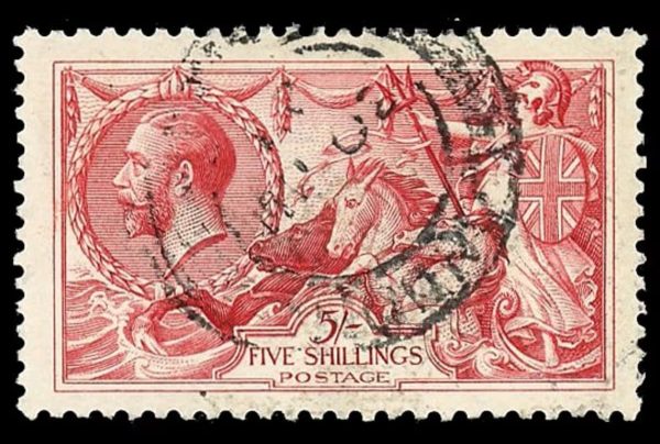 GB 1918-9 GV SG416 5/- Rose-Red VFU Cat £135