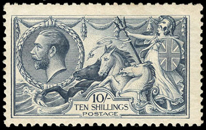 GB 1918-9 GV SG417 Spec N71(3) 10/- Steel Blue Mint Cat £1100