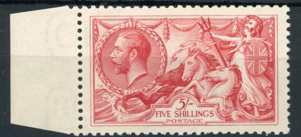 GB 1918-9 GV SG416 5/- Rose-Red NHM Marginal Cat £475