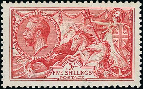 GB 1918-9 GV SG416 5/- Rose-Red NHM Cat £475