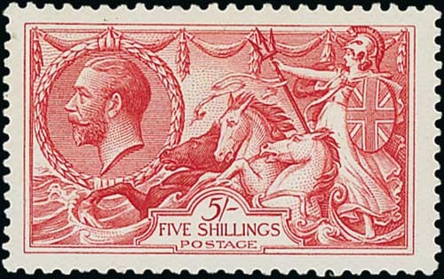 GB 1918-9 GV SG416 5/- Rose-Red NHM Cat £475 (2)