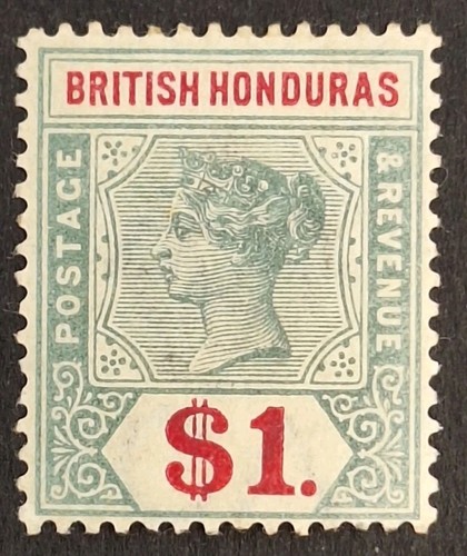 British Honduras 1891 SG63 $1 Green & Carmine Mint Cat £110