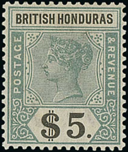 British Honduras 1899 SG65 $5 Green & Black NHM Cat £375+