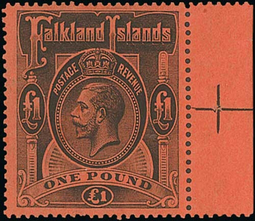 Falkland Islands 1912-20 SG69 GV £1 Black/Red Mint Cat £550