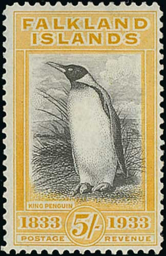Falkland Islands 1933 GV SG136 5/- Black & Yellow Mint Cat £1000