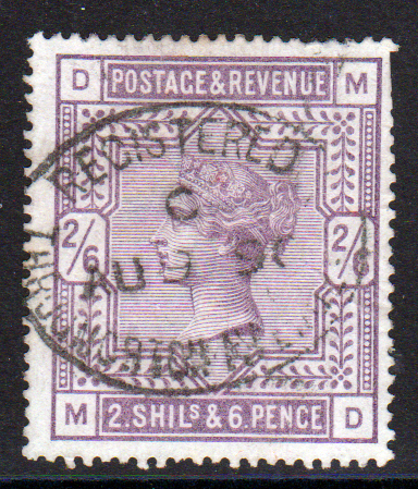 GB QV SG179 2/6 Deep Lilac Average Used Cat £225