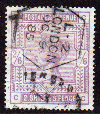 GB QV SG178 2/6 Lilac Average Used Cat £175