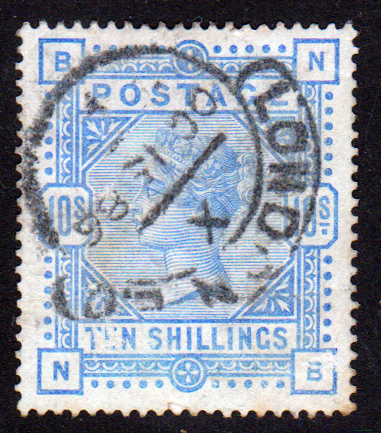 GB QV SG183a 10/- Pale Ultramarine Fine Used Cat £550