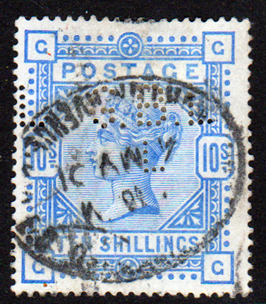 GB QV SG183 10/- Ultramarine Average Used Cat £525