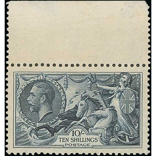 GB GV SG452 10/- Indigo Fine NHM Marginal Cat £550