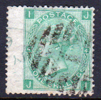 GB QV SG101 1/- Green Plate 4 JI VFU Cat £275