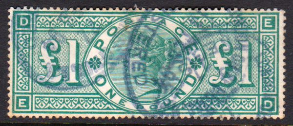 GB QV SG212 £1 Green ED Fine Used Cat £800