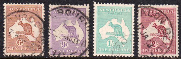 Australia 1929 SG107-110 6d Chestnut - 2/- Maroon FU