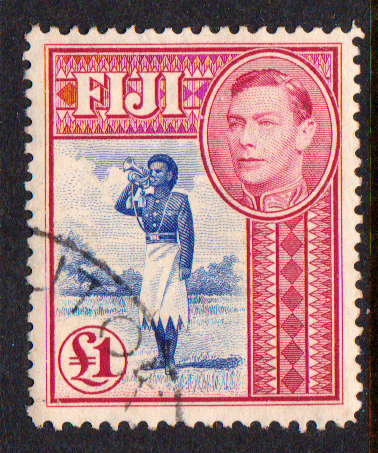 Fiji GVI 1950 SG266b £1 Ultramarine & Carmine VFU Cat £75