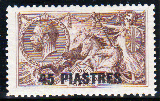 British Levant 1921 SG48 45p on 2/6 Chocolate-Brown Mint Cat £35