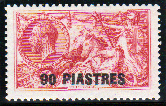 British Levant 1921 SG49 90p on 5/- Rose-Carmine Mint Cat £40