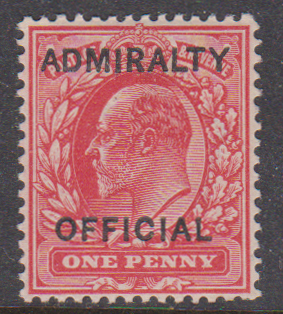 GB EDVII SGO108 1d Scarlet Admiralty Official Mint Cat £60