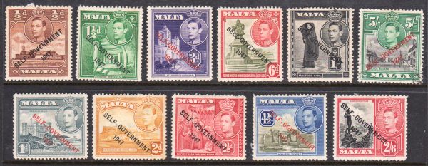 Malta Selection of mint issues with Self Government overprints values to 5/-