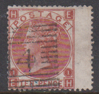 GB QV SG112 10d Red-Brown Plate 1 EH VFU Cat £400