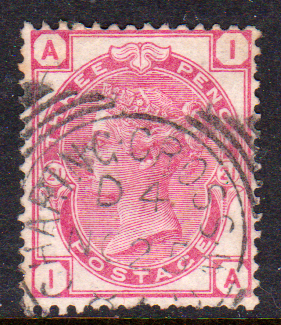 GB QV SG158 3d Rose Plate 21 IA FU Cat £110