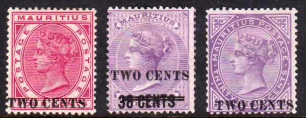 Mauritius 1891 SG118, 120 & 121 Surcharges Mint