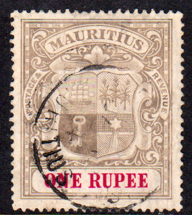 Mauritius 1904-7 SG175 1r Grey-Black & Carmine VFU Cat £55