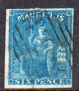 Mauritius 1859-6 SG32 6d Blue VFU Cat £60