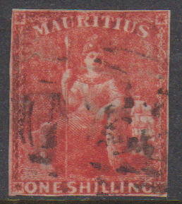 Mauritius 1859-6 SG34 1/- Vermillion Average Used