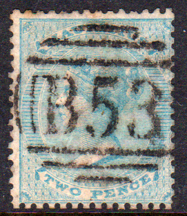 Mauritius 1860-3 SG47 2d Blue GU Cat £55