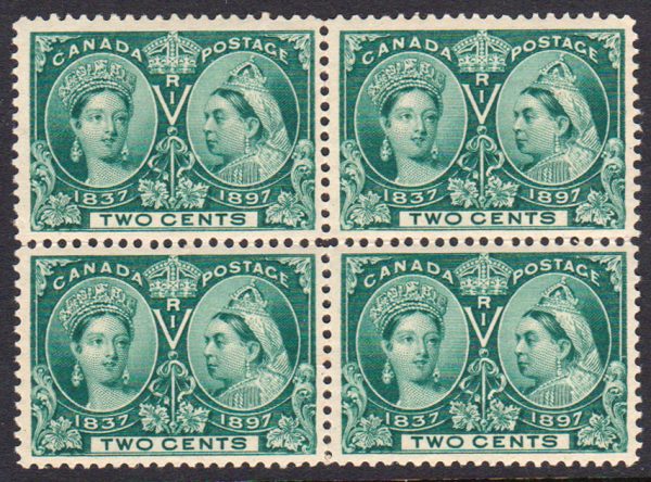 Canada SG124 2c Green NHM Block of 4