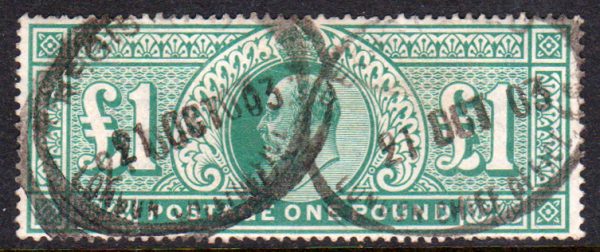 GB EDVII SG266 £1 Dull Blue-Green Good Used Cat £825