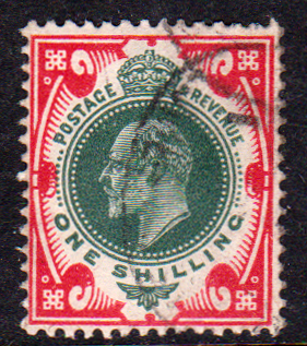 GB EDVII SG314 1/- Green & Carmine Very Fine Used Cat £35